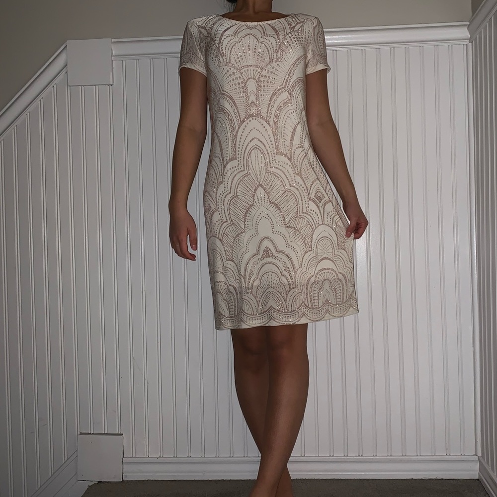 White and gold sparkle dress